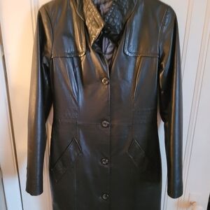 Black Leather Women's Coat
